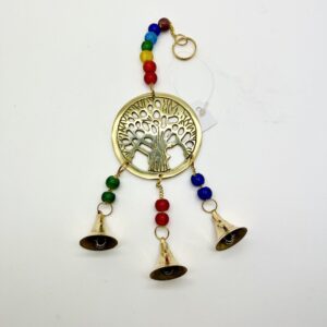 Polished Brass Tree of Life Chime w/Beads & Bells 10"L 2 1/2" Diameter