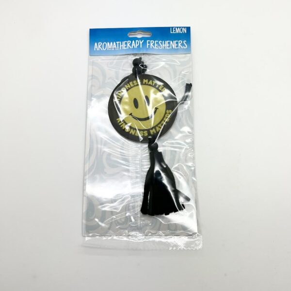 Lemon Scented Kindness Matters Smiley Face Air Freshener w/ Felted Tassel