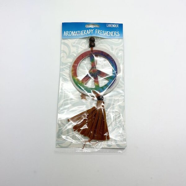 Lavender Scented Tye Dye Peace Sign Air Freshener w/ Felted Tassel