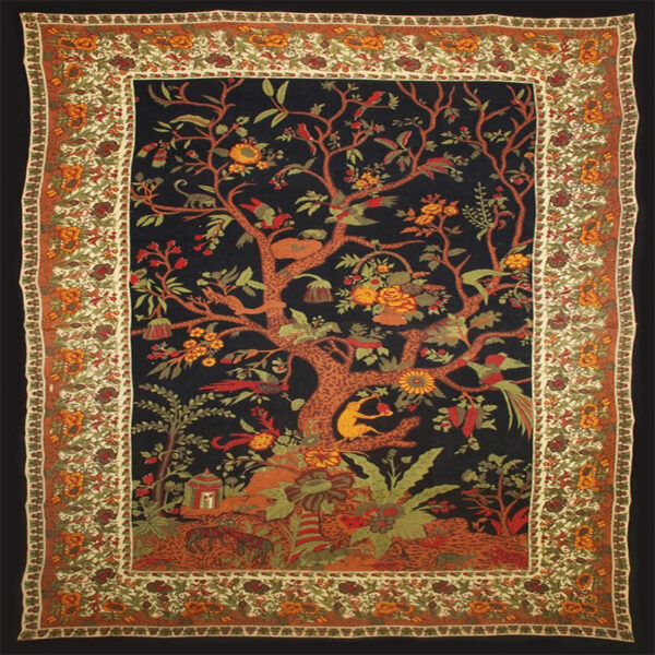 Vertical Tree of Life Tapestry on Black 88" x 106" - Image 2