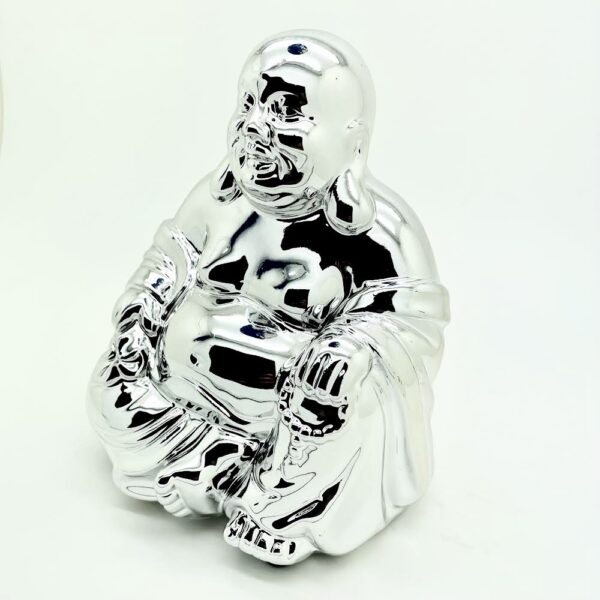 Metallic Silver Ceramic Buddha